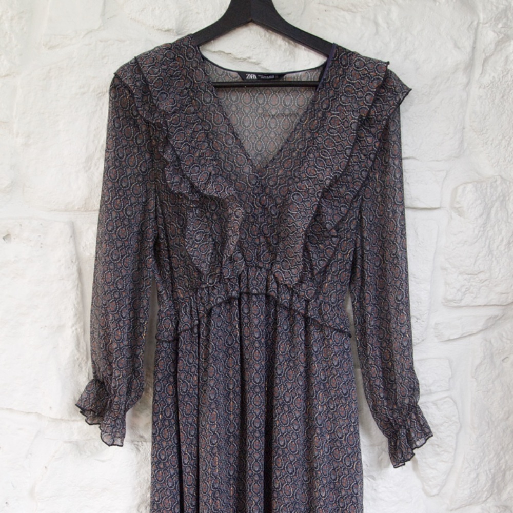 Zara, sheer, longsleeve dress